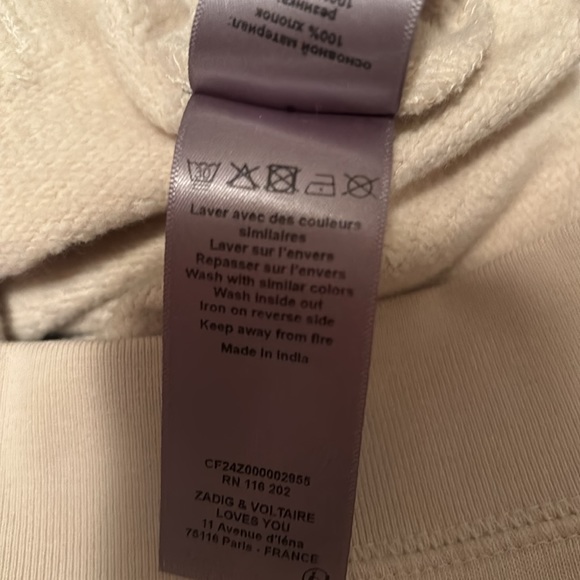 Zadig & Voltaire Comfy Skull Strass Hoodie Zip Jacket size L - Picture 7 of 10